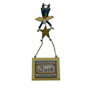 Ornament Tiny Fuck Subversive Cross Stitch one of a kind!