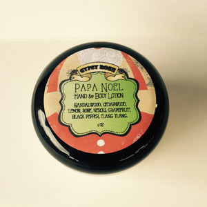 Papa Noel Limited Edition Holiday Hand & Body Moisturizer Lotion Cedarwood Sandalwood Rose Lemon - Gypsy Rose Cosmetics