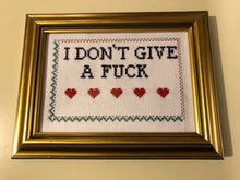 Load image into Gallery viewer, I don&#39;t give a fuck- naughty vulgar cross stitch crossstitch.
