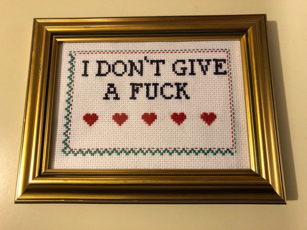 I don't give a fuck- naughty vulgar cross stitch crossstitch.