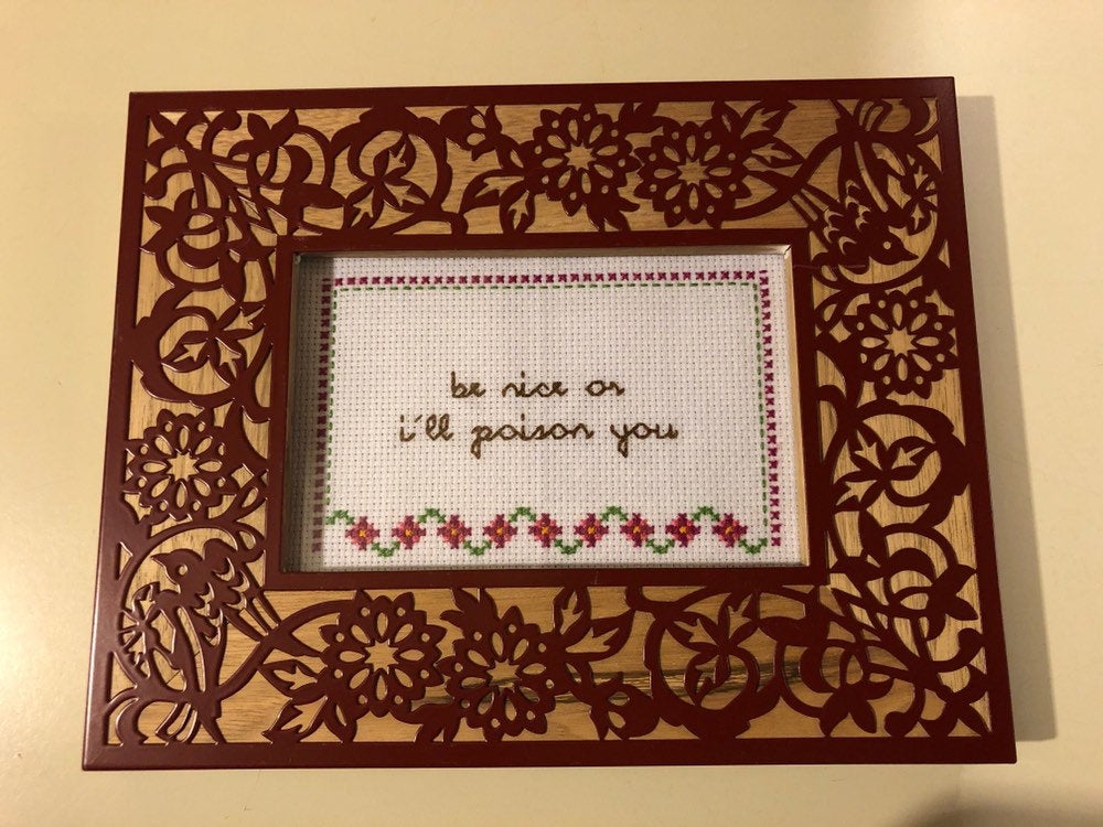 Be nice or I'll poison you- naughty vulgar cross stitch crossstitch
