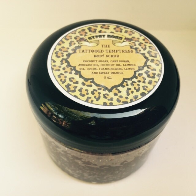 Tattooed Temptress Body Scrub Orange Myrrh Frankincense - Gypsy Rose Cosmetics for younger skin