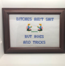 Load image into Gallery viewer, Bitches ain’t shit but hoes and tricks-naughty vulgar cross stitch crossstitch
