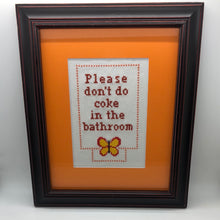Load image into Gallery viewer, Please don’t do Coke in the bathroom - vulgar cross stitch crossstitch
