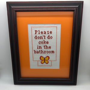 Please don’t do Coke in the bathroom - vulgar cross stitch crossstitch