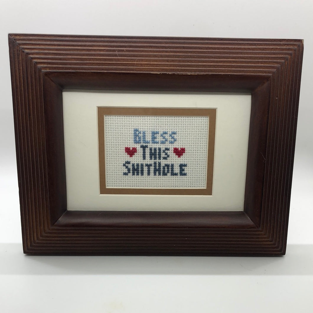 Bless this shithole -naughty vulgar cross stitch crossstitch