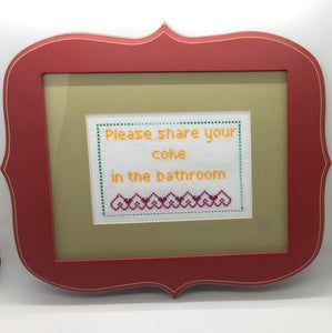 Please share your coke in the bathroom naughty vulgar cross stitch crossstitch