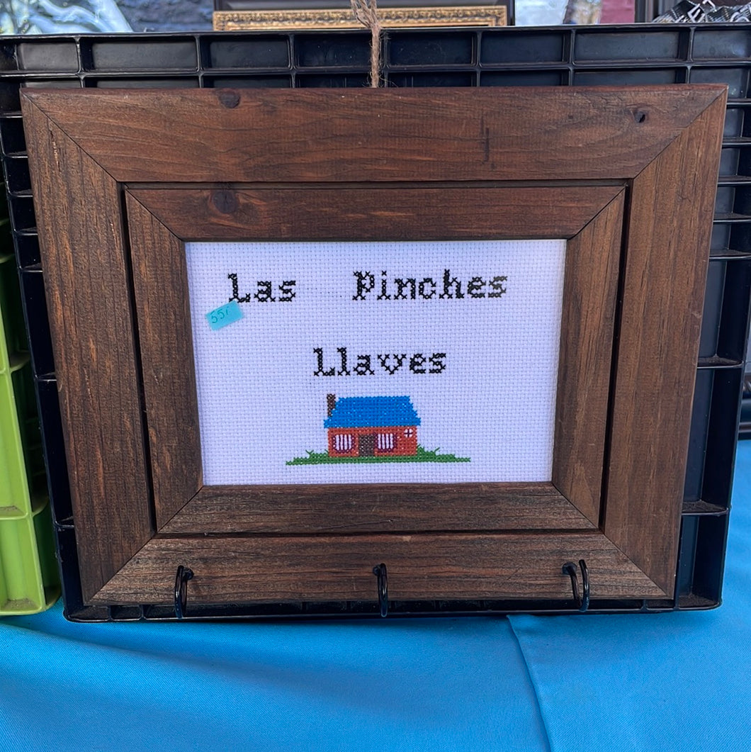 Las Pinches Llaves - key rack holder - the fucking keys cross stitch crossstitch