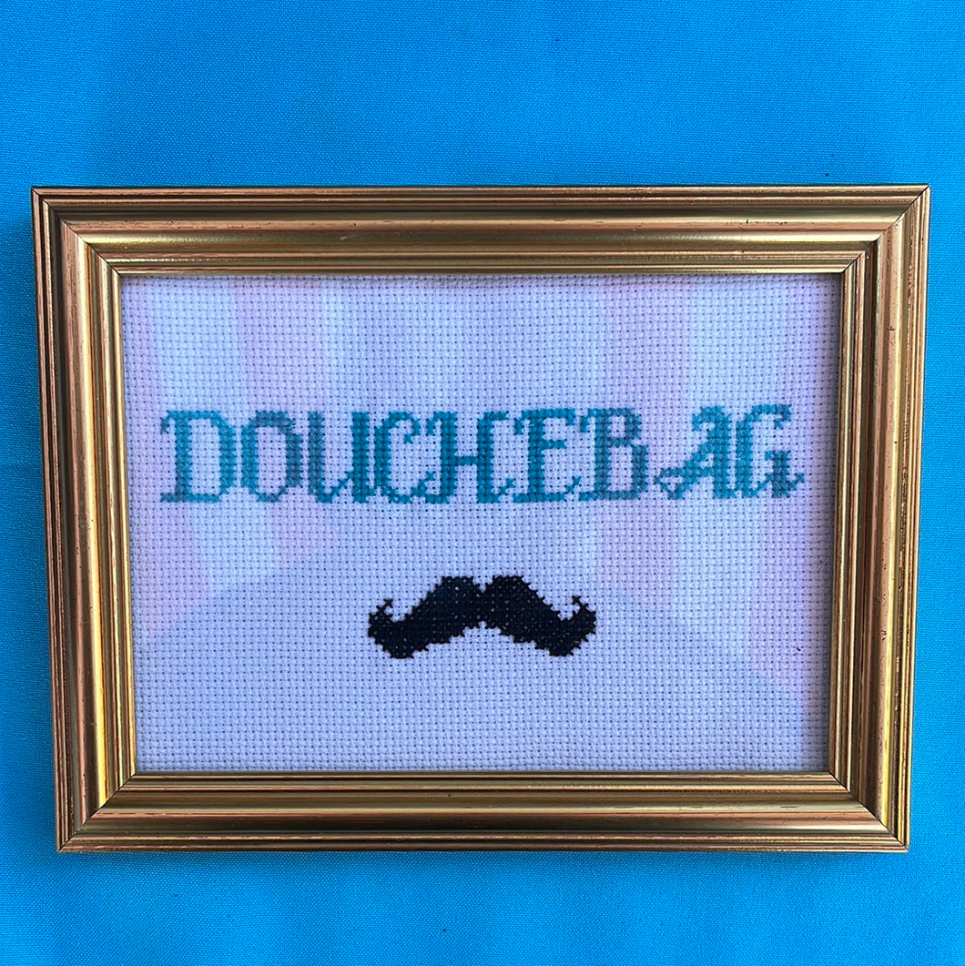 Douchebag douche bag naughty vulgar cross stitch crossstitch.