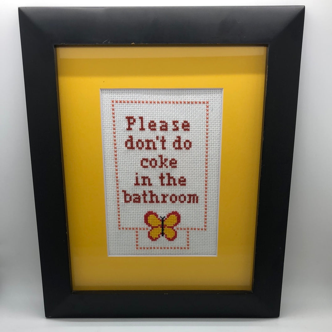 Please don’t do Coke in the bathroom - vulgar cross stitch crossstitch